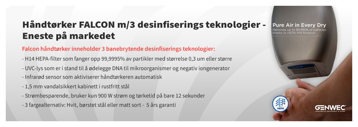 H&aring;ndt&oslash;rkeren med 3 desinfiserings teknologier