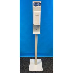 Gulvstativ med berringsfri/automat dispenser for desinfeksjonsmiddel - m/pfyllbar innebeholder 
