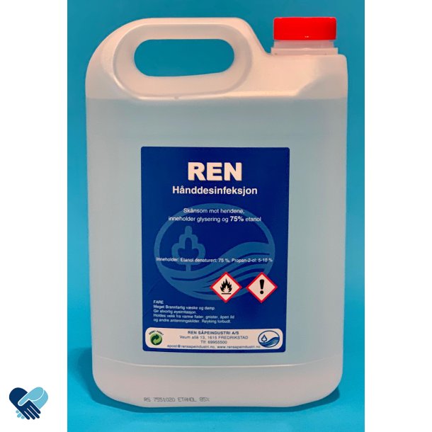 Hnd-desinfisering; 75% Etanol m/glyserol, tilsvarende Antibac, 5 ltr