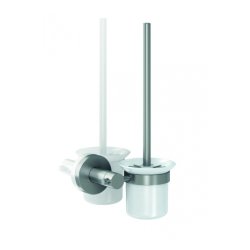 Brstehode for toalettbrste vegghengt i brstet stl m/glass beholder