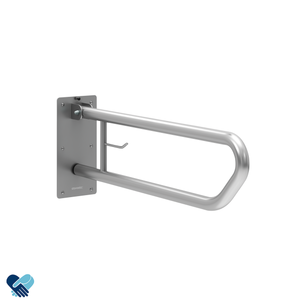 Toalettsttte, oppfellbar brstet stl 800mm m/toa dispenser/krok