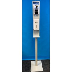 Teststasjon m/termometer for mling av feber og automat dispenser for desinfeksjonsmiddel 