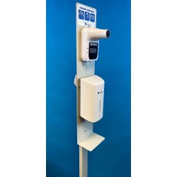 Teststasjon m/termometer for mling av feber og automat dispenser for desinfeksjonsmiddel 