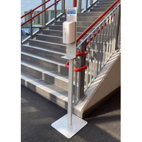 Gulvstativ med berringsfri/automat dispenser for desinfeksjonsmiddel - m/pfyllbar innebeholder 