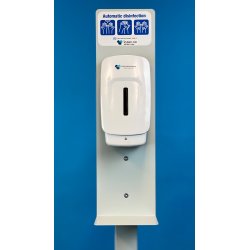 Gulvstativ m/berringsfri dispenser for skumdesinfeksjon. 1 ltr (kr 239,-) gir hele 2500 doseringer 