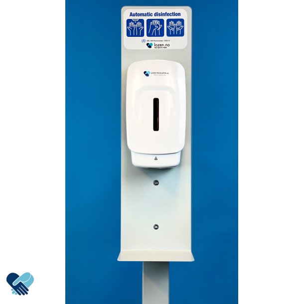 Gulvstativ m/berringsfri dispenser for skumdesinfeksjon. 1 ltr (kr 239,-) gir hele 2500 doseringer 