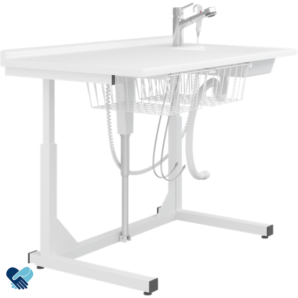 Kasper frittstende stellebord med vask, 1400 mm, armatur med uttrekkstut