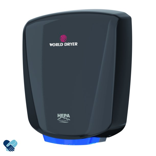 H�ndt�rker World Dryer VERDEdri � Turbo - Sort - Gir overlegen hygiene gjennom HEPA-filtrering - 