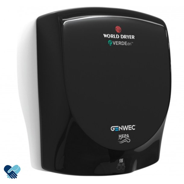Hndtrker World Dryer VERDEdri  Turbo - Sort - Gir overlegen hygiene gjennom HEPA-filtrering - 