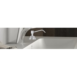 Spedispenser for fastmontering i benk eller porselens vask